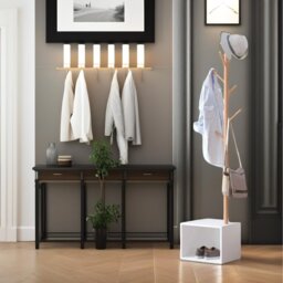 180CM Tall Coat Stand With 8 Hooks - Brown - thumbnail 4
