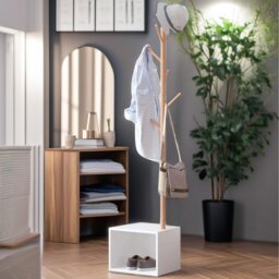 180CM Tall Coat Stand With 8 Hooks - Brown - thumbnail 5