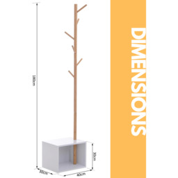 180CM Tall Coat Stand With 8 Hooks - Brown - thumbnail 2