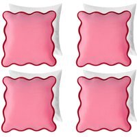 Pack of Matte Velvet Scallop Edge Filled Cushions - Pink / 4 - image 1