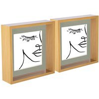 "3D Deep Box Photo Frames - 8 x 8"" with 6 x 6"" Mount - Pack of 5 - Light Wood/Grey" - thumbnail 1