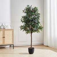 Artificial Olive Tree in Plastic Pot - Green