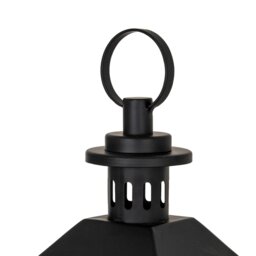 Astra Large Metal Lantern with Glass Candle Holder for Home Decor - Black - thumbnail 3