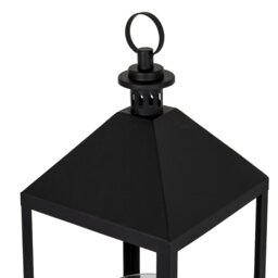 Astra Large Metal Lantern with Glass Candle Holder for Home Decor - Black - thumbnail 5