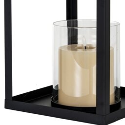 Astra Large Metal Lantern with Glass Candle Holder for Home Decor - Black - thumbnail 2