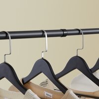 Telescopic Floor Hanger with Shelves - Black