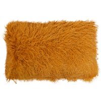 Bosie Real Mongolian Fur Ochre Rectangular Cushion - Yellow