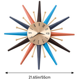 Large Metal Starburst Decorative Wall Clock - Multicolour / 55cm - thumbnail 5