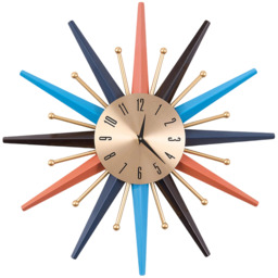 Large Metal Starburst Decorative Wall Clock - Multicolour / 55cm - thumbnail 2