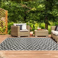 Geometric Flatweave Outdoor Rug - Charcoal / 150 x 80cm