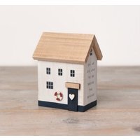 Coastal Wooden Beach House Ornament - Navy