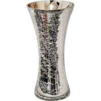 Elegant Silver Crackle Mercury Glass Large Vase - Silver