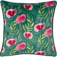 House Of Bloom Poppy Piped Cushion - Teal / Polyester