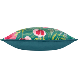 House Of Bloom Poppy Piped Cushion - Teal / Polyester - thumbnail 3