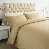 250TC Duvet Cover Sets Sateen Stripe and Pillowcases - Beige / Single - thumbnail 1