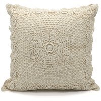 Floral Crochet Detail Layla Cushion - Neutral
