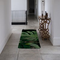 Monstera Leaves in home interior Designer Runner Rug - Green