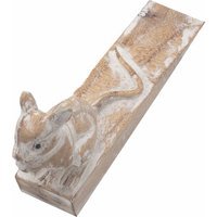 Hand Carved Dormouse Doorstop Sustainable Indonesian Hardwood Decor - Brown