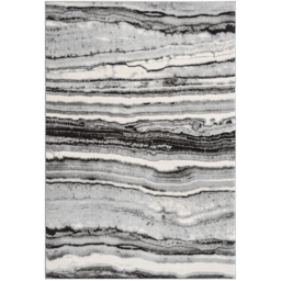 Obsidian Modern Low Pile Area Rug - Coast Waves Abstract Design Grey Rug - Grey / 290cm - thumbnail 3