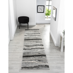 Obsidian Modern Low Pile Area Rug - Coast Waves Abstract Design Grey Rug - Grey / 290cm - thumbnail 2