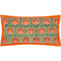 Casa Embroidered Cushion - Peridot/Orange / Polyester - image 1
