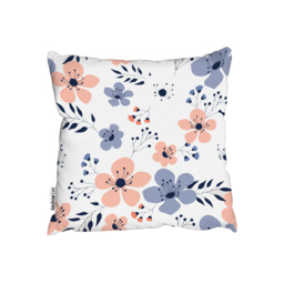 Pink  Blue Flowers Outdoor Cushion - White / 60cm - thumbnail 2