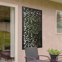 MirrorOutlet Amarelle Metal Leaf design Garden Screen Mirror 120 x 60cm - Antique Black - image 1