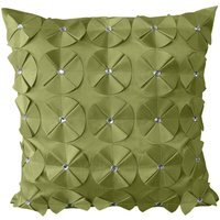 3d Petal Detail With Gem Stud Detail Cushion - Lime / 43cm