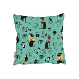 Hand Painting Abstract, Ancient Egypt Horus Eye Signs Outdoor Cushion - Green / 60cm - thumbnail 2