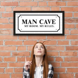 Wall Art Framed Print For Him Man Cave My Room My Rules - Black - thumbnail 2