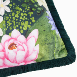 Marjoelle Flowers  Printed Velvet Cushion - Multicolour / Feather - thumbnail 4