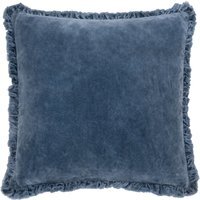 Bertie Washed Cotton Velvet Cushion - Ink / Polyester