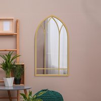 Arcus Window Metal Framed Arched Wall Mirror 83CM - Gold - thumbnail 1