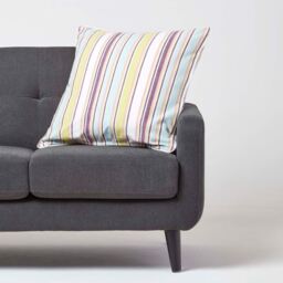 Homescapes Cotton Osaka Green Stripe Cushion Cover - Green / 60cm - thumbnail 2