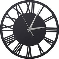 Round Roman Numeral Dial Wall Clock with Silver Hands - Grey & Silver - image 1