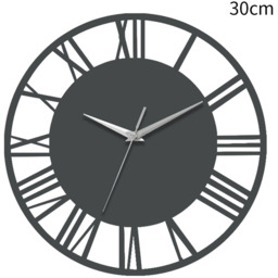 Round Roman Numeral Dial Wall Clock with Silver Hands - Grey & Silver - thumbnail 5