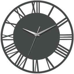 Round Roman Numeral Dial Wall Clock with Silver Hands - Grey & Silver - thumbnail 2