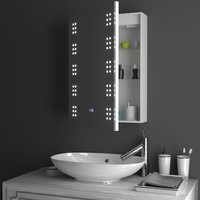 LED Bathroom Mirror Cabinet with Demister Pad - Silver