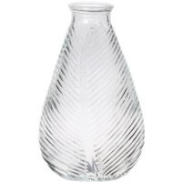 Glass Leaf Patterned Vase H23cm - Clear