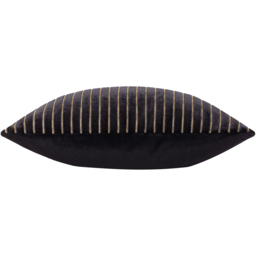 Savoy Stripe Cut Velvet Cushion - Black / Polyester - thumbnail 3