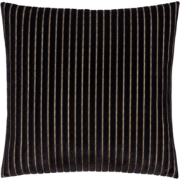 Savoy Stripe Cut Velvet Cushion - Black / Polyester - thumbnail 5