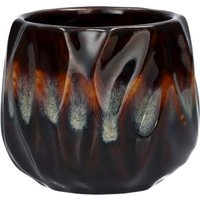 Small Ceramic Indoor Plant Pot - Black/Amber - image 1