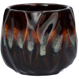 Small Ceramic Indoor Plant Pot - Black/Amber - thumbnail 2