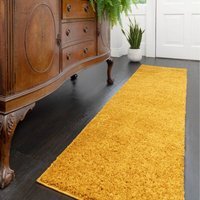 Soft Value Yellow Ochre Shaggy Area Rug - Ochre / 230 x 60cm - thumbnail 1