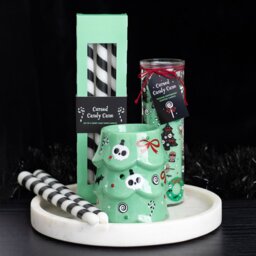 Set of 3 Black Candy Cane Taper Candles for Gothic Holiday Decor - Multi - thumbnail 4