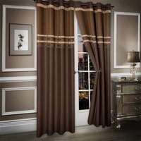 Chenille Panel embellished detail Curtain Pair - Chocolate / 72in / 90in