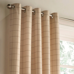 Ellis Check Room Darkening Eyelet Curtain Pair - Natural / 229cm / 137cm - thumbnail 4
