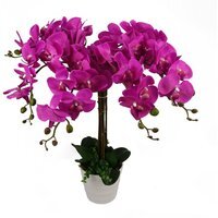 85cm Artificial Bush Orchid with Dark Pink Flowers - Dark Pink