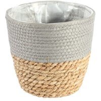 Two Tone Seagrass Planter Basket - Grey and Natural / 23cm