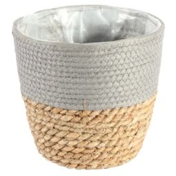Two Tone Seagrass Planter Basket - Grey and Natural / 23cm - thumbnail 2